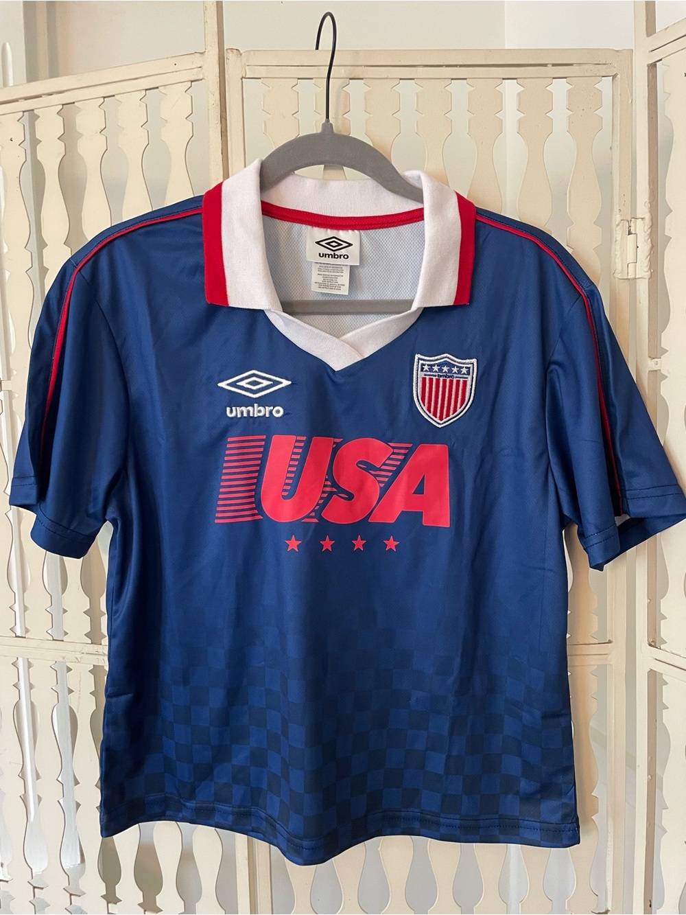 Umbro Navy Blue USA Soccer Jersey with Red Accents